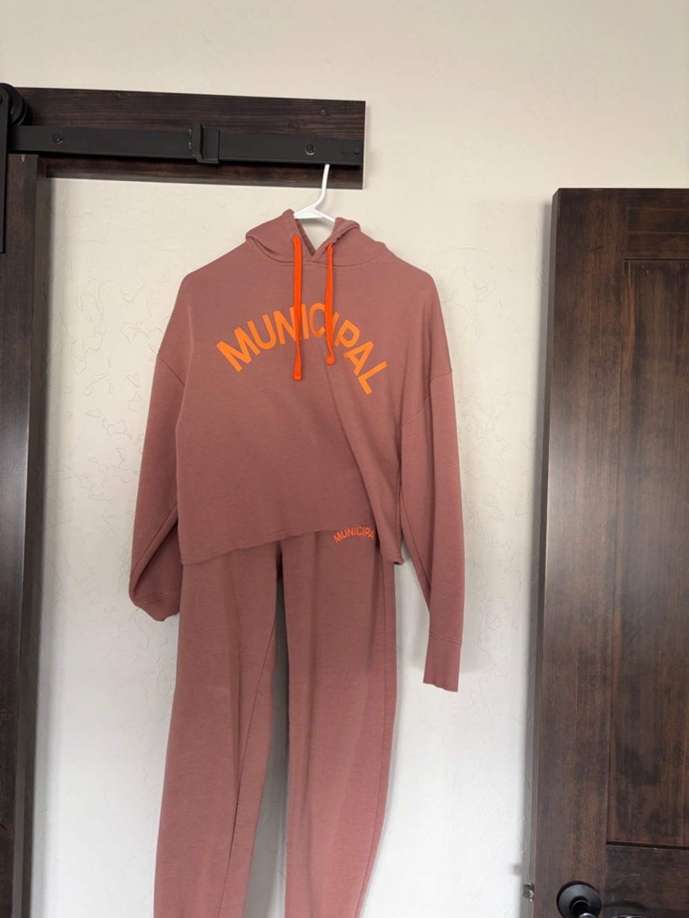 Women's Dusty Rose Jogger Set with Orange Logo